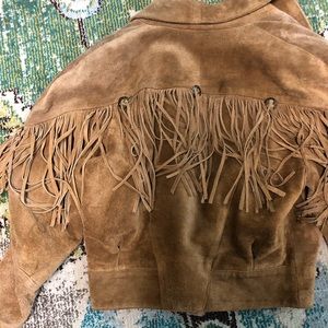Suede fringe bomber jacket
